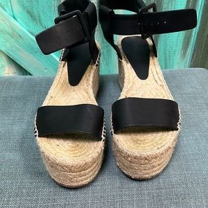 Vince black platform espadrille sandals